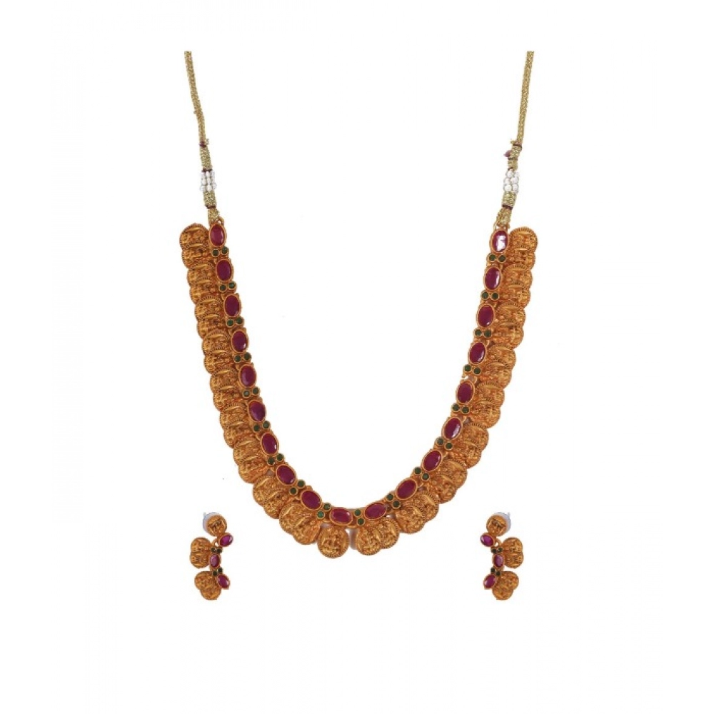 Laxmi Coin Shape Jewellery Choker Red
