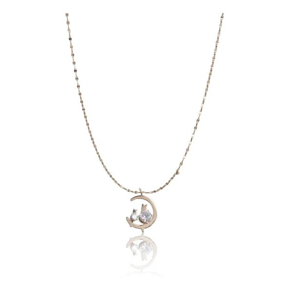 Women's Stainless Steel Moon Pendent Delicate Chain (Gold Plated)