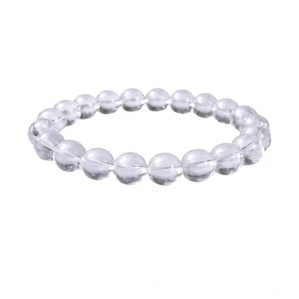 Natural Crystal 8mm Clear Quartz Bracelet (White)