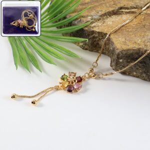Gold Pendant Necklace for Women – Elegant Multicolor Shine