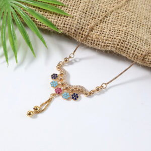 Multicolor Gold-Plated Pendant Necklace – Elegant Women's Jewelry