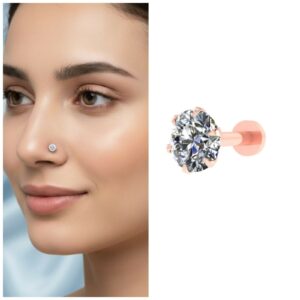 Diamond Nose Stud – 14K Rose Gold Flat…
