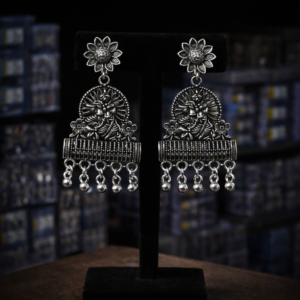 Oxidised Jhumka Earrings – Traditional Silver Design |...