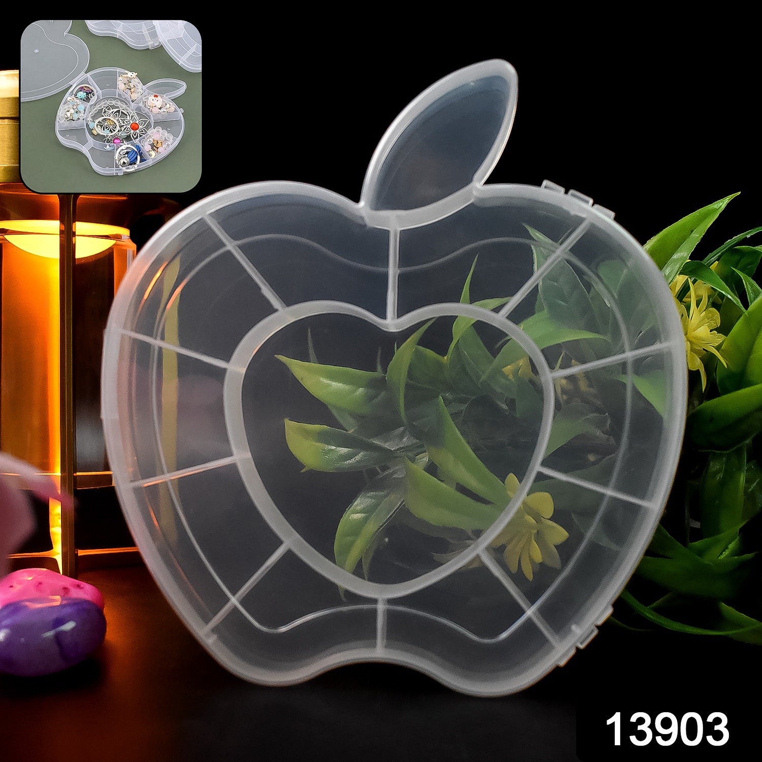 Apple Shape Jewellery Box – Transparent Plastic Organizer... - Image 2