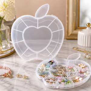Apple Shape Jewellery Box – Transparent Plastic Organizer...