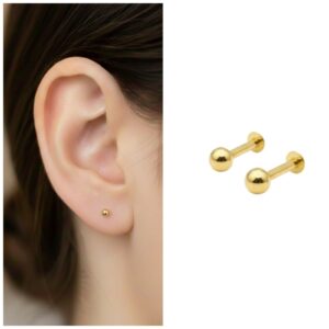 Gold Flat Back Stud Earrings – Comfortable Small...
