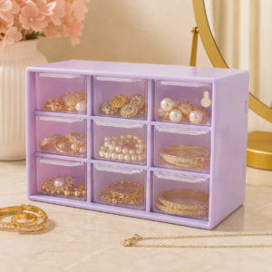 Jewellery Drawer Organizer – Compact 9-Compartment Plasti...