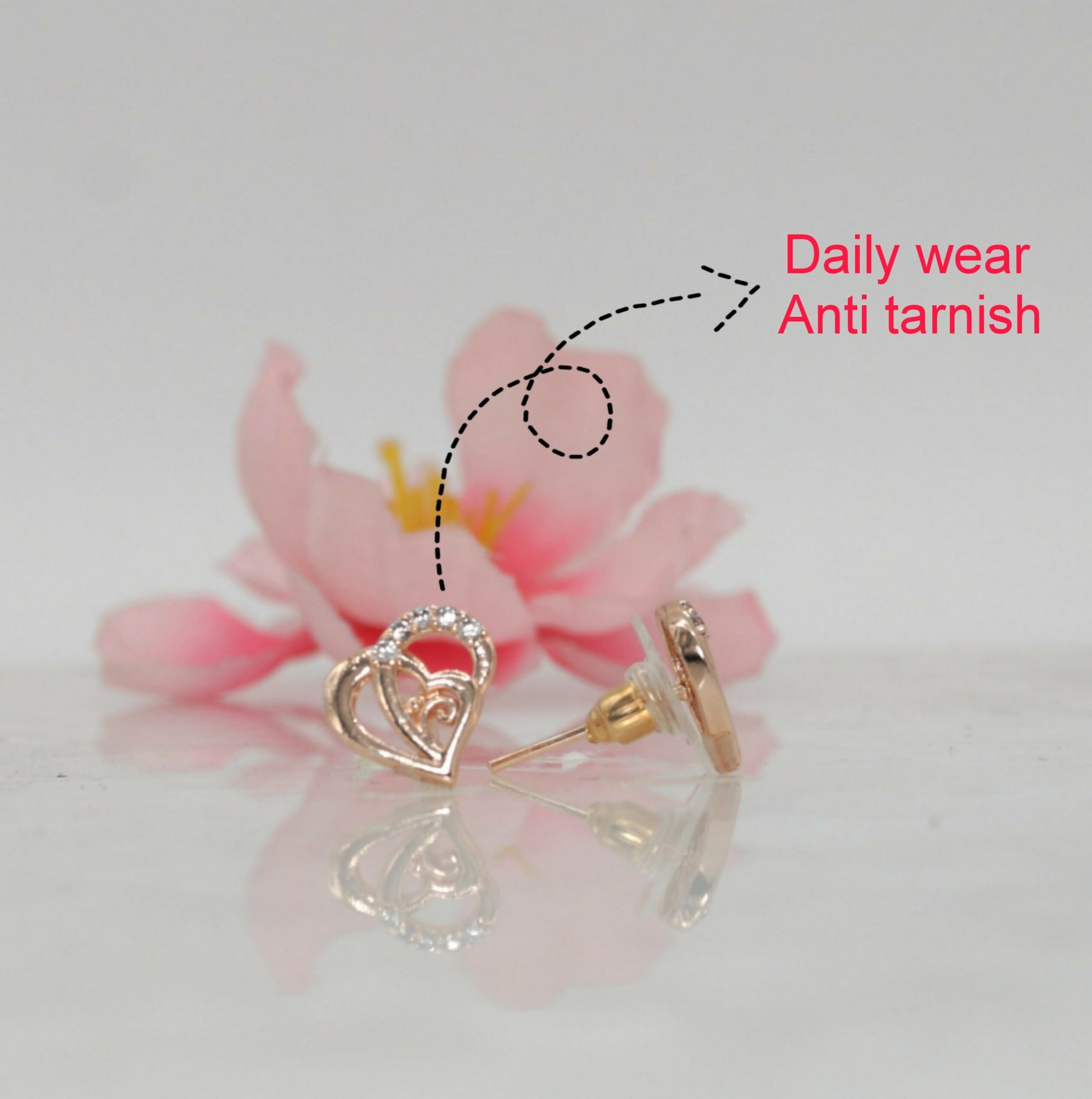 Rose Gold Heart Stud Earrings – Elegant Love... - Image 2
