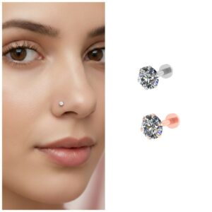 Rose Gold & Silver Nosepin Stud – Comfortable…
