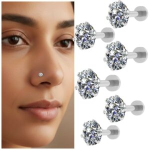 Silver Plated Nosepin Stud – Comfortable Flat Back…