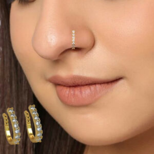 Gold-Plated CZ Nose Ring Pair – Stylish Daily…