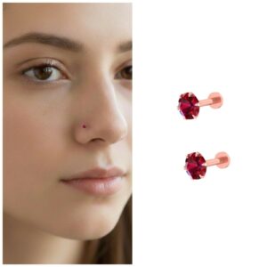 Ruby Nosepin Studs – Rose Gold Plated Elegant…