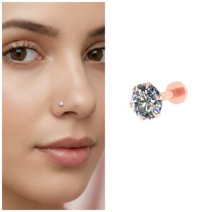 Rose Gold Flat Back Labret Nosepin – Comfortable…