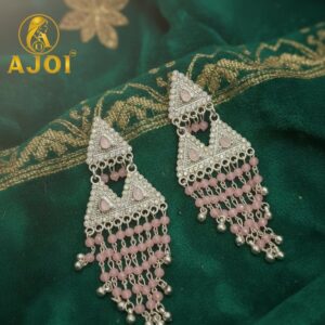 Designer Chandbali Earrings with Blush Pink Stones &...