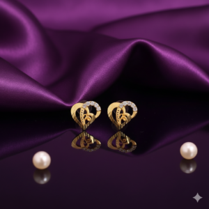 Gold Plated Dual Heart Stud Earrings – Elegant...