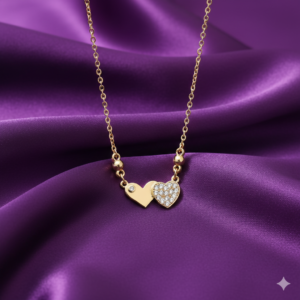 Gold Plated Double Heart Necklace – Elegant Sparkling Pendant