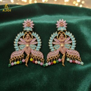 Fairy Motif Enamel Earrings – Multicolor Artistic Elegance