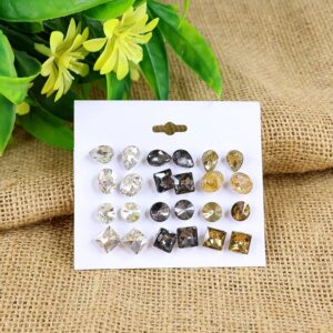 Stud Earrings with Single Stone – Set of...