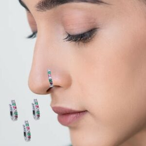 Non-Piercing CZ Stone Nose Clip Combo – Pack…