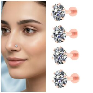 Rose Gold AD Nosepin Stud – Internally Threaded…