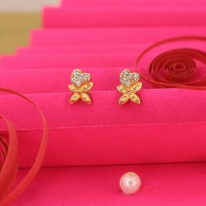 Gold Butterfly Diamond Stud Earrings – Elegant Heart...