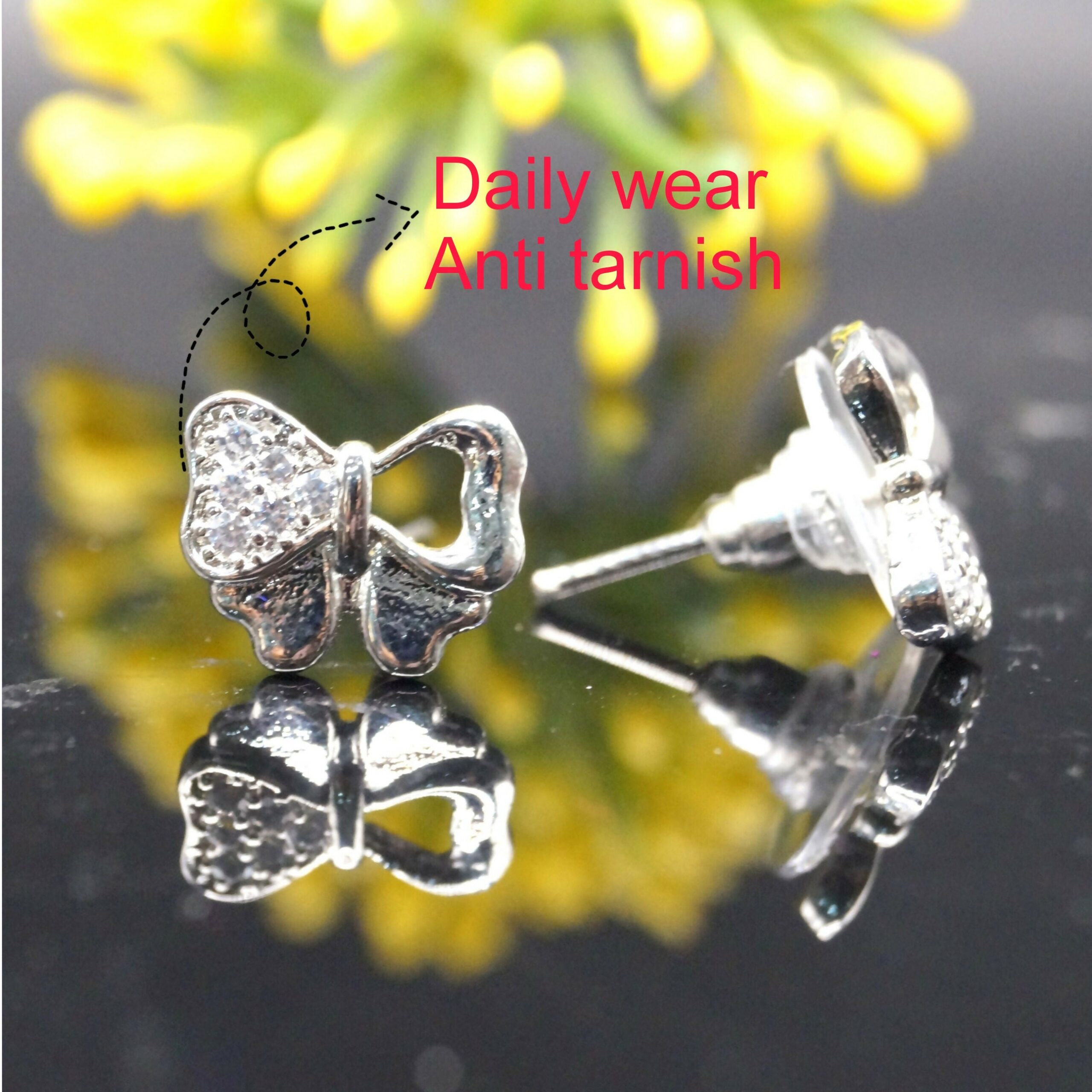 Bow Stud Earrings – Anti Tarnish Daily Wear... - Image 2