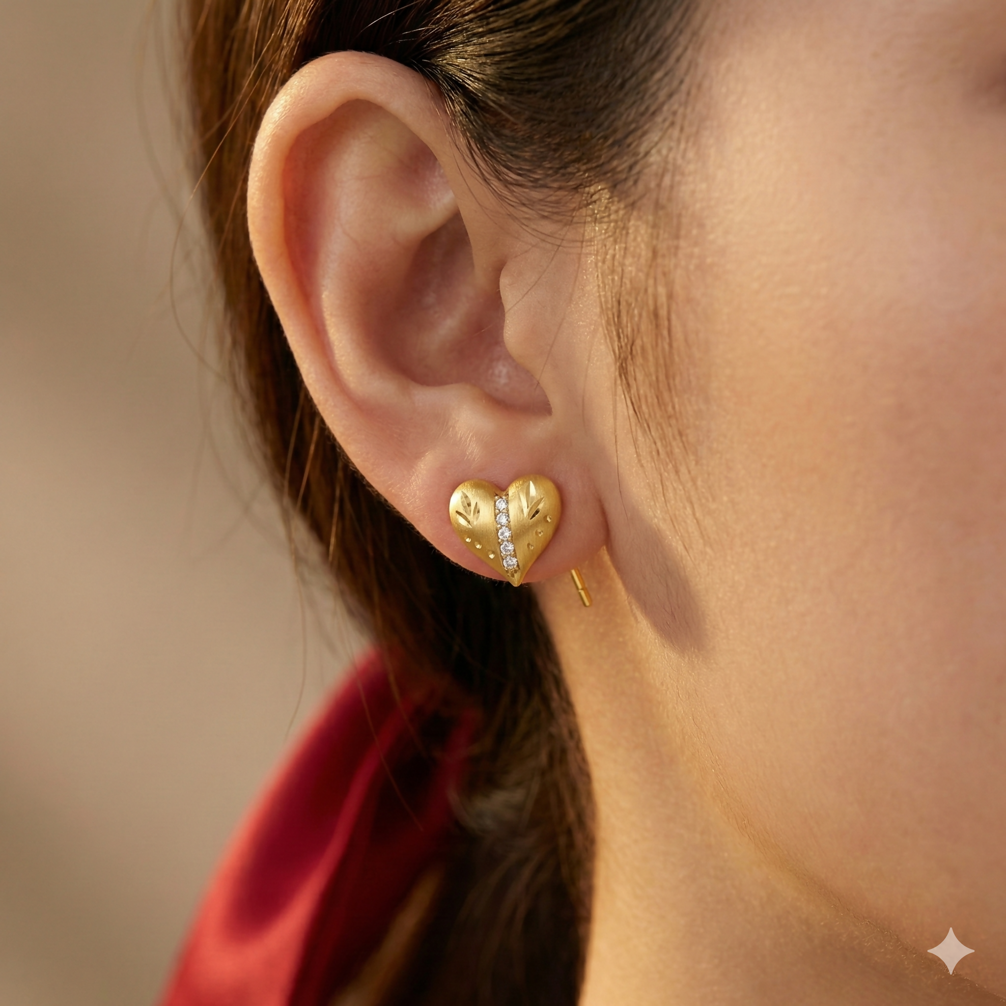 Heart Stud Earrings – Gold Plated with Sparkling... - Image 2