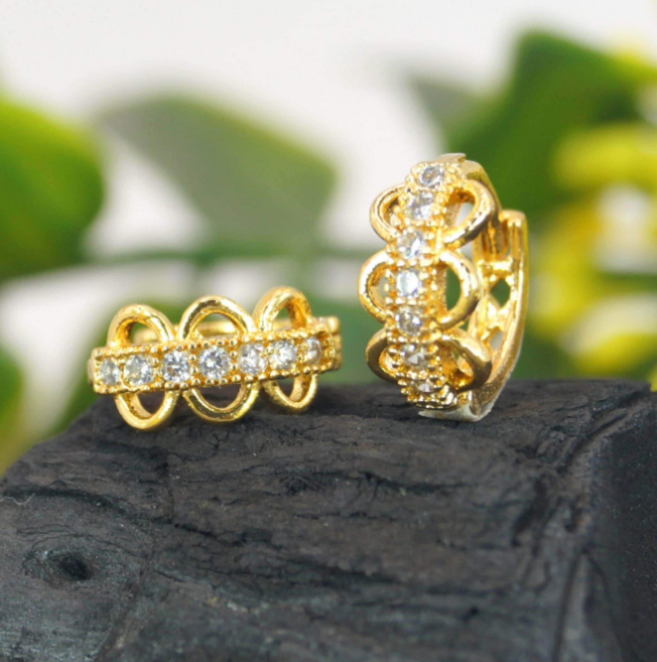 Gold Plated Huggie Hoop Earrings – Elegant Dangler...