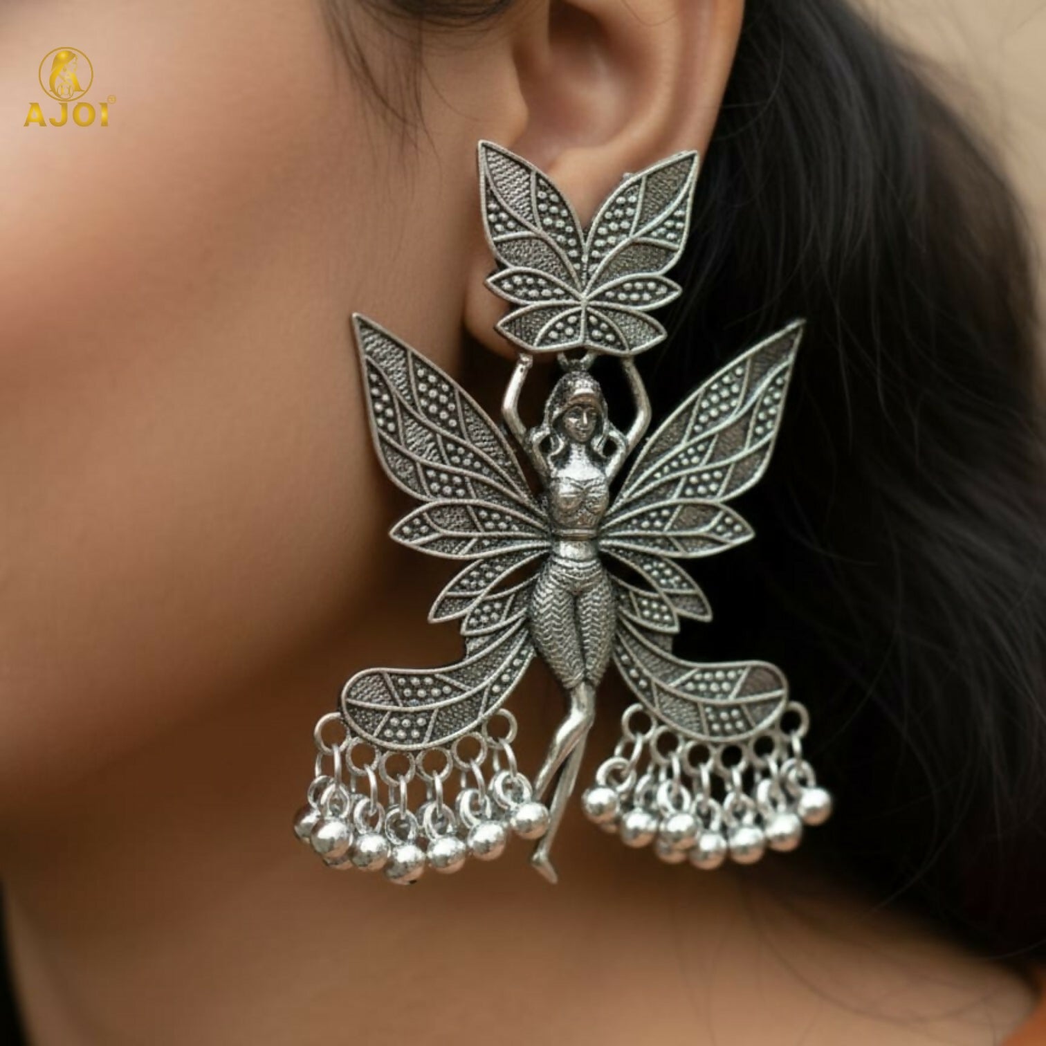 Fairy Wing Oxidized Silver Earrings – Lightweight Stateme... - Image 2