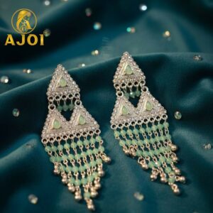 Mint Green Layered Designer Earrings – Elegant Drop...