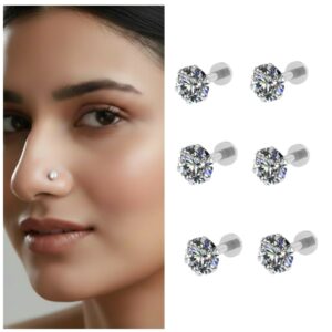 Silver Plated Nose Pin Stud – Flat Back…