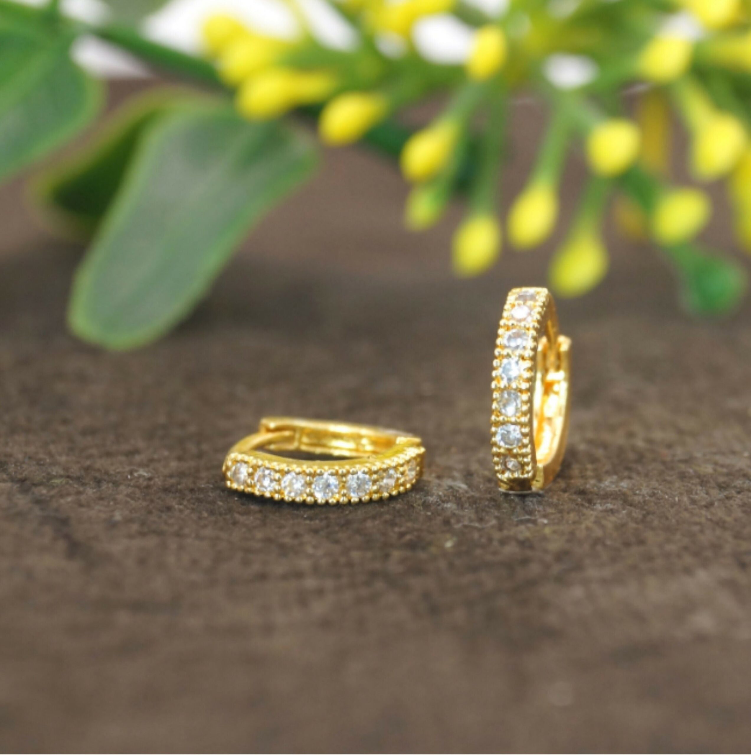 Gold Plated Huggie Hoop Dangler Earrings – Elegant...