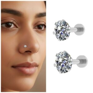 Flat Back Silver Nosepin Stud – Comfortable Elegant…