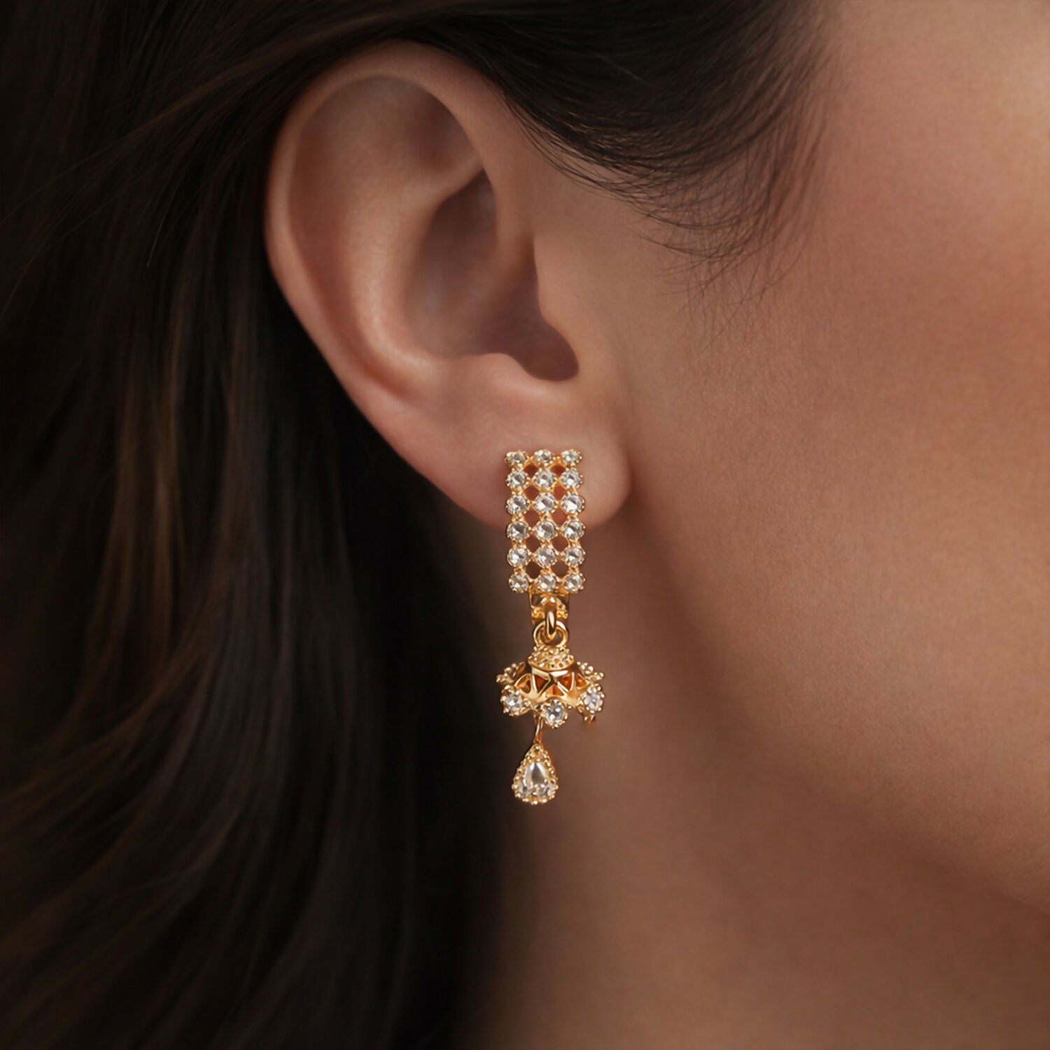 Jhumka Style Teardrop Earrings – Elegant Party Wear... - Image 2
