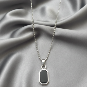 Octagon Shape Black Pendant Necklace – Sleek Modern Design