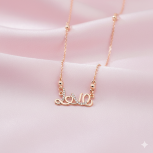Rose Gold Plated Love Script Pendant Necklace – Elegant Sparkle
