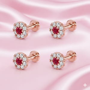 Ruby Nose Pin Stud in Rose Gold –…