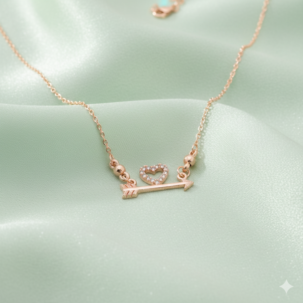 Rose Gold AD Heart Necklace – Sparkling Cupid Design