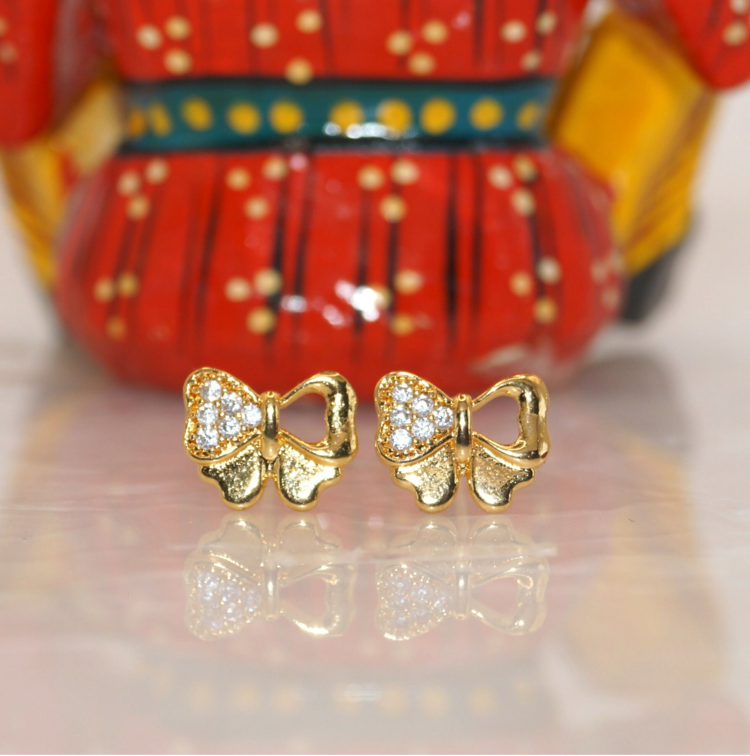 Gold Plated Butterfly Stud Earrings – Elegant &...