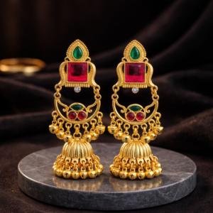 Kashmiri Jhumka Drop Earrings – Authentic Kundan Pearl...