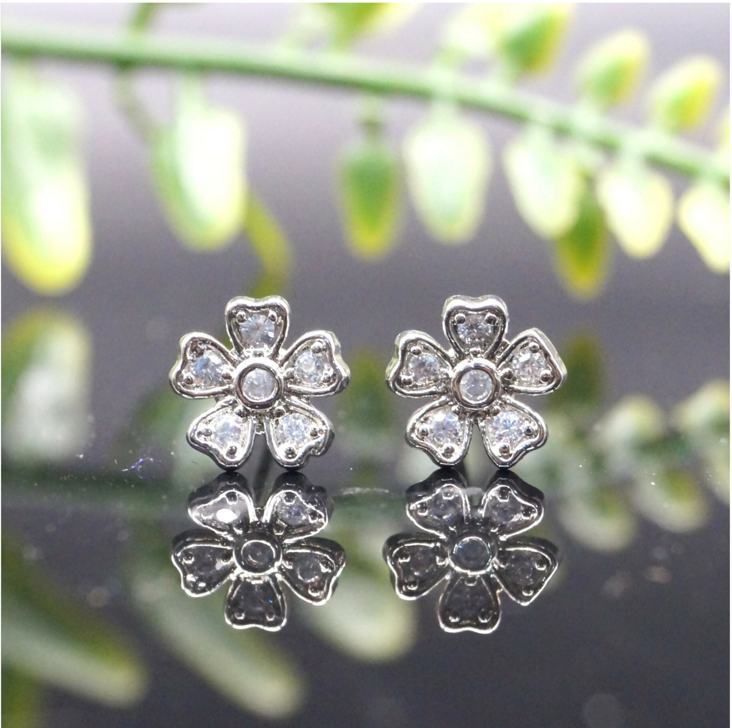 Sterling Silver Flower Stud Earrings – Dainty Floral...