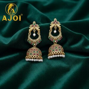 Multicolor Stone Jhumka Earrings – Premium Traditional Fe...