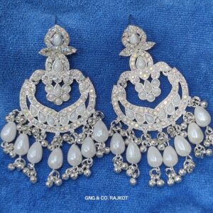 White Gold Long Earrings – Elegant Lightweight Jhumkas