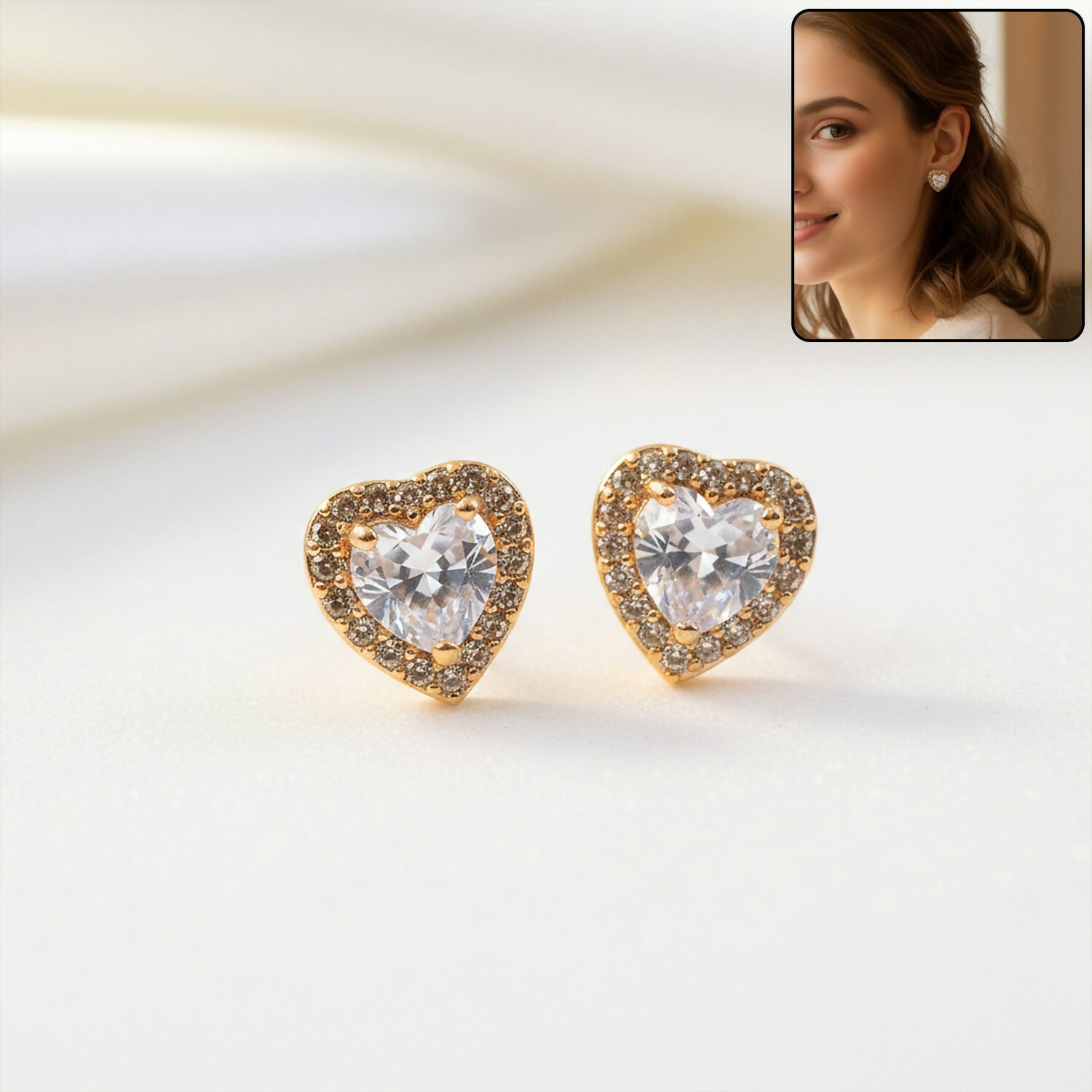 Heart Shape Crystal Stud Earrings – Elegant Daily...