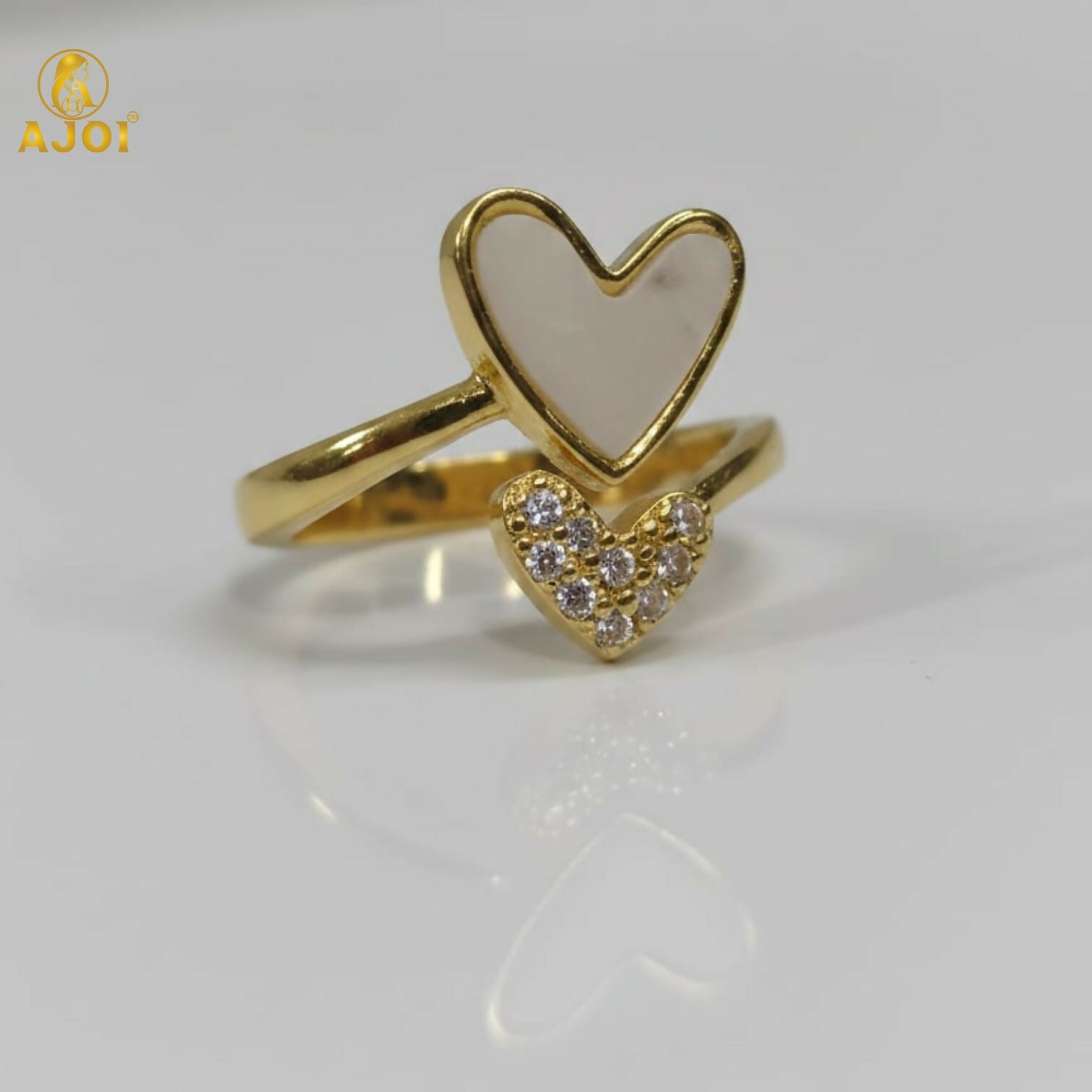 Dual Heart Adjustable Ring – Elegant Gold-Tone Finish - Image 4