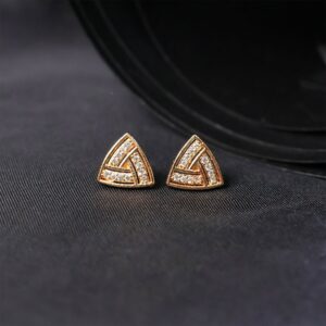 Triangle CZ Stud Earrings Gold Finish – Elegant...