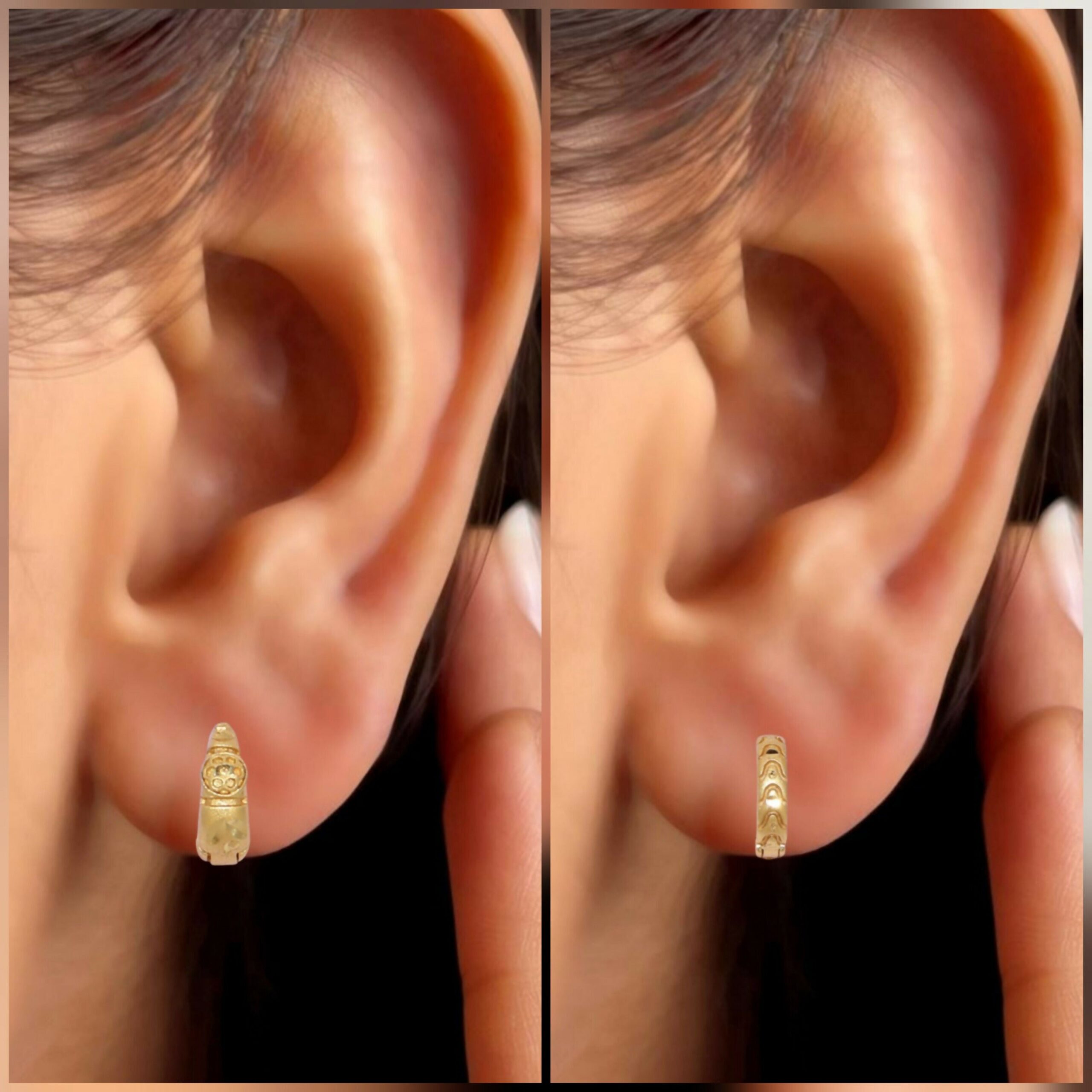 Gold AD Hoop Earrings – Traditional Carved Bali... - Image 2