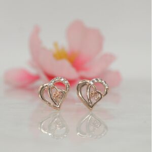 Rose Gold Heart Stud Earrings – Elegant Love...