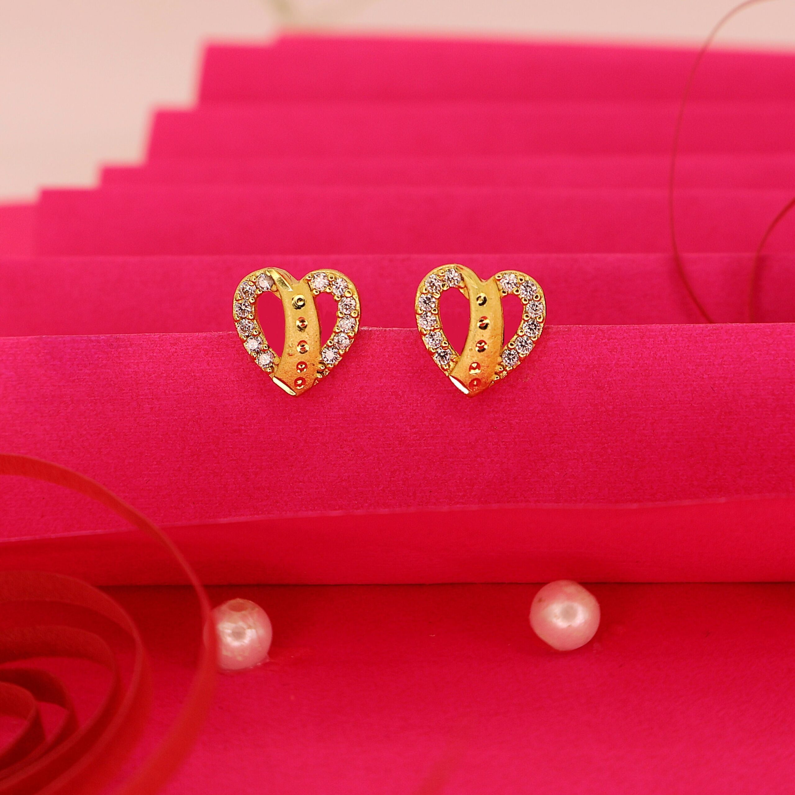 Heart Stud Earrings Gold Plated – Elegant Daily... - Image 2