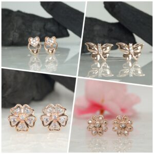 Rose Gold Stud Earrings Combo – 4 Stylish...